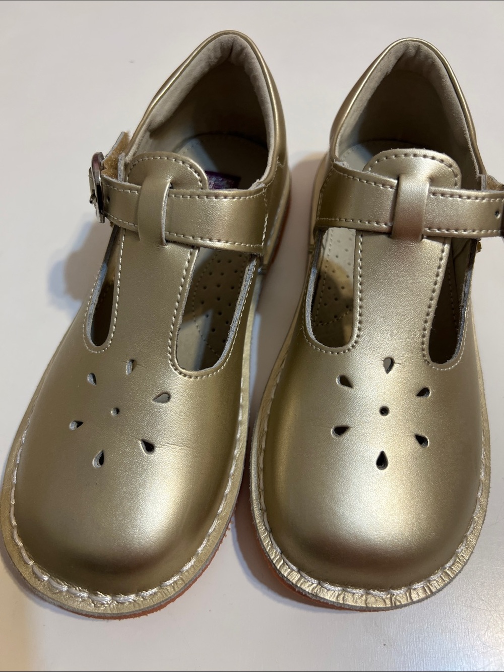 Kids Metallic Gold LAMOUR T-Strap Mary Jane Shoes